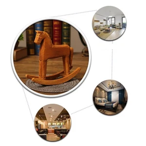 Cheval à Bascule En Bois Ancien Chanceux Sculpté à La Main Cheval De Troie - Photo 1/12