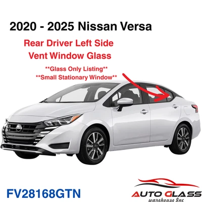 Fits 2020-2025 Nissan Versa Driver Left Side Rear Vent Window Glass - Image 1 of 2