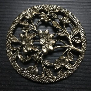 Vintage 70er Jahre versilbert Relief Blumen Räuchergefäß Dose Tasse Deckel Deckel Kappe - Bild 1 von 4