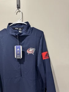 Columbus Blue Jackets Adidas 1/4 Zip Windbreaker Jacket • Men's Medium NWT - Picture 1 of 4