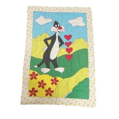 Manta de bebé vintage Warner Bro Looney Tunes Sylvester 1980 para recibir recién nacido Foto 1 de 4