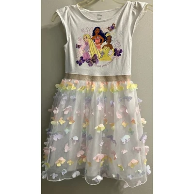 Disney Princess flower Girls size 8 Dress with butterflies and lace Easter - Image 1 of 4