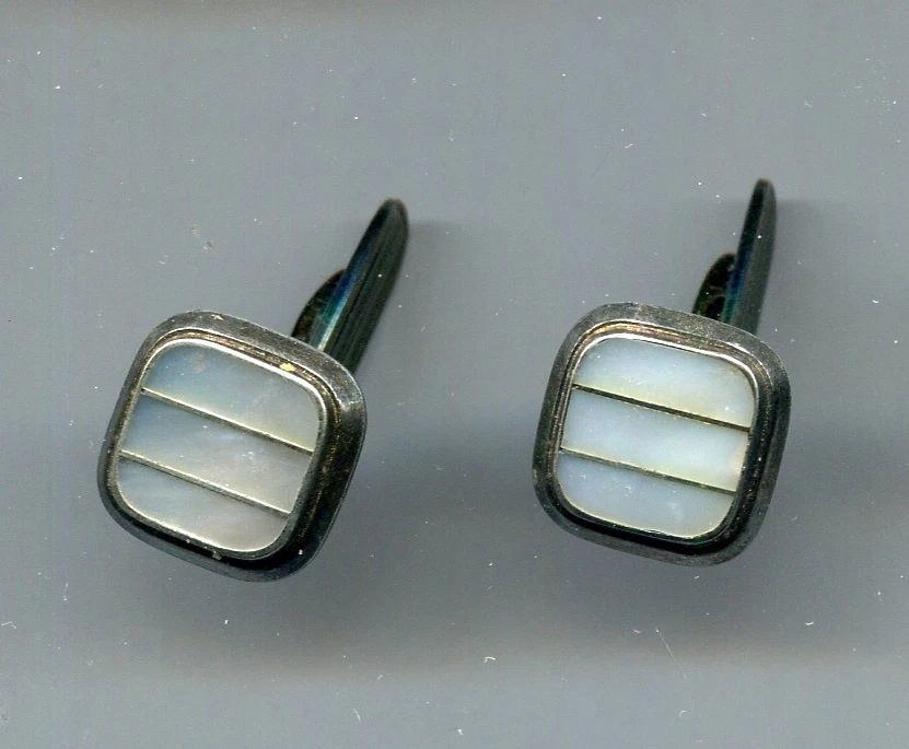 Schöne  Art Deco  Manschettenknöpfe   835 Silber  mit Perlmutt  2 - Bild 1 von 1
