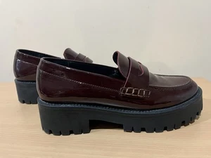 Mocasines Steve Madden Crew 151 para mujer talla 7 M de cuero granate gruesos - Imagen 1 de 10