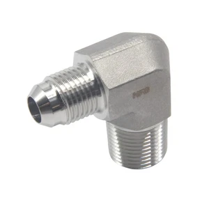 HFS(R) 3/8" Male NPT to 3/8" Male JIC Elbow 90° Flare Pipe Fitting SS304 - Picture 1 of 7