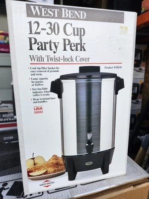 West Bend 58030 Coffee Urn Highly-Polished Aluminum Features Automatic Temper... - Image 1 of 4