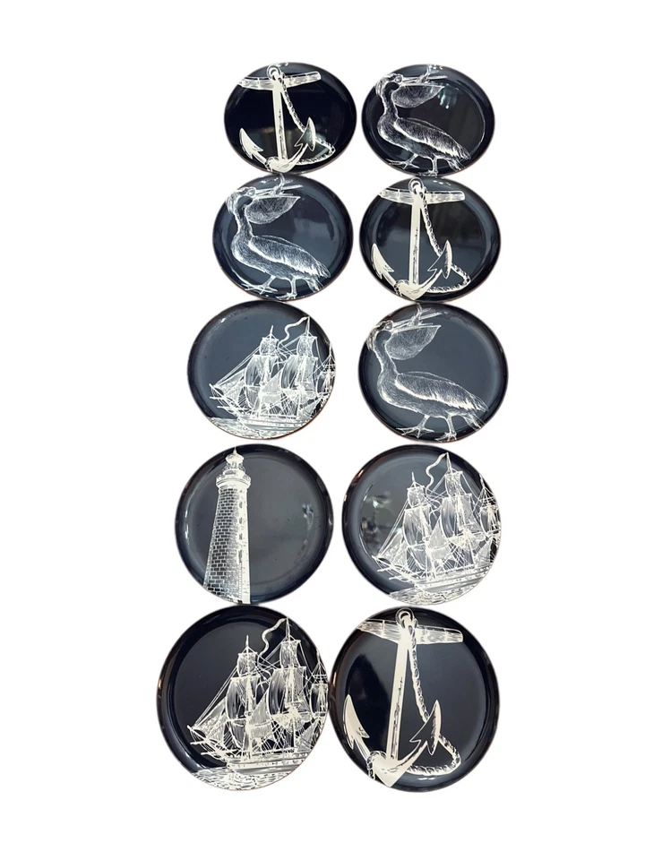 Lote de 10 Juego de Platos de Cena Thomas Paul Scrimshaw Melamina Náutica 11" Foto 1 de 4