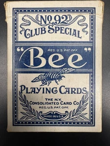 Vintage BEE #92 Extra Selected CLUB SPECIAL Playing Cards w/ Stamp BLUE COMPLETE - Picture 1 of 4