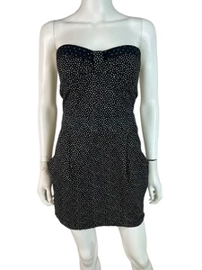 Zara TRF Women Dress Black Polka Dot Strapless Corset Sweetheart Pockets Size S - Picture 1 of 13