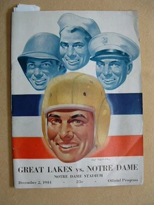 1944 Notre Dame vs Great Lakes Navy WWII Cover Official Football Program - Picture 1 of 18