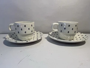 Tea For Two Vintage WH Grindley Royal Tudor Blue Peitite Fleur, England Saucers - Picture 1 of 5