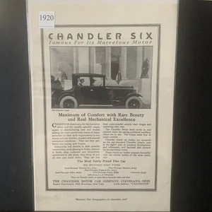 Vintage 1920 Chandler Six Famous For Its Marvelous Motor Ad Advertisement - Picture 1 of 2