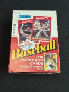 1990 Donruss Baseball Karten Box Set, Puzzle & Karten 36 versiegelte Wachspackungen offene Box - Bild 1 von 3