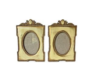 2 Bilderrahmen im viktorianischen Stil Harzglaseinsätze 3"x2" oval Fotoöffnung - Bild 1 von 8