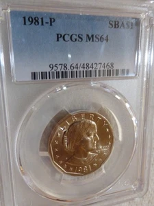 1981 P SBA $1 Susan B Anthony Dollar PCGS MS64 - Picture 1 of 3