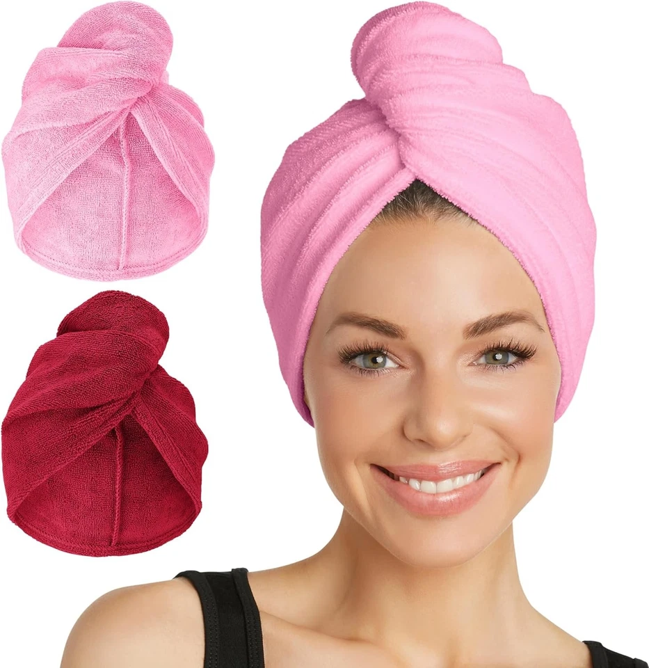 Pacote com 2 toalhas de cabelo de microfibra Turbie Twist para beleza, viagem, presente - Wrap Tur - Imagem 1 de 4