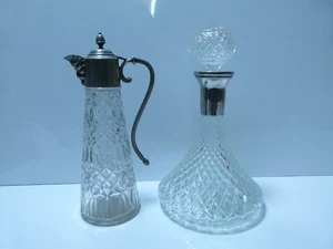 Ships Decanter &Antique English glass & silver plated claret decanter - Picture 1 of 9