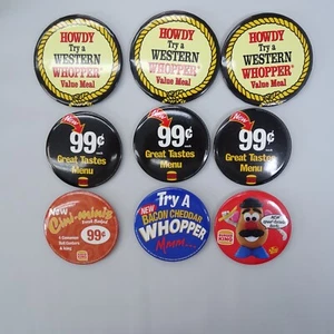 Vintage Burger King Promo Pins Lot 9 Big 3” Pinback 90’s Mr Potato Head - Bild 1 von 6
