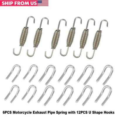 Universal Motorcycle Exhaust Pipe Hooks Stainless Steel Welding Fasteners Silver - Image 1 of 4