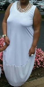Maxi vestido lateral recogido blanco sin mangas talla grande Ashley Stewart talla grande 22/24 - Imagen 1 de 3