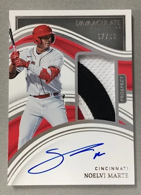 Noelvi Marte 2023 Panini Immaculate Prospect Patch On Card Auto /68 REDS - Image 1 of 2