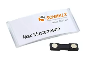 50x Gewölbtes Kunststoff Namensschild | transluzent klar | Magnet|Papiereinschub - Bild 1 von 4
