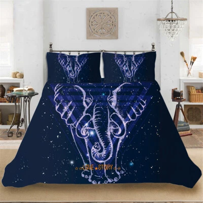 Universe Elephant Single Bed Quilt/Doona/Duvet Cover Set New Pillow Cases Covers - Image 1 of 4