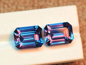 8 to 8 Ct 2 PC Natural CERTIFIED Alexandrite Color Change Emerald Loose Gemstone - Picture 1 of 6
