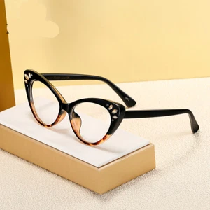Classy Elegant Retro Cat Eye Eyeglasses Frame With Rhinestone Unique Fashion - Picture 1 of 18
