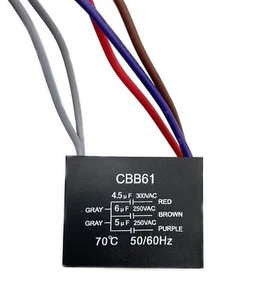 Nuevo VENTILADOR DE TECHO CONDENSADOR CBB61 4.5uf + 6uf + 5uf 5 CABLES 250V - Imagen 1 de 5