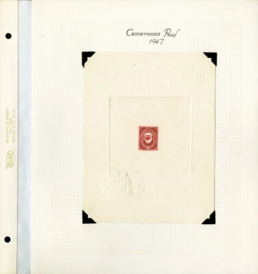Camerún 1947 Juego de prueba de estampillas J24-33 Juego de 10 grandes pruebas de troqueles RARO 10 existen Foto 1 de 4