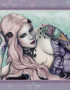 IMPRESIÓN DE FANTASÍA Gótico Bubblegoth Pastel Gótico Helado Dulce Tatuajes Pastel Rosa - Imagen 1 de 5