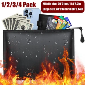 2000℉ Fire Proof Money Bag Fireproof Waterproof Document Pouch for Valuable Cash - Picture 1 of 14