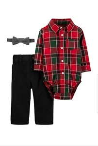 Baby Boys' Plaid Top & Bottom Set with Bowtie - Picture 1 of 6