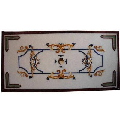 4'X2' white Marble Table Top coffee center Inlay lapis pietra dura antique w22 - Image 1 of 3