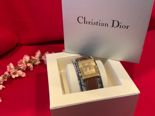 AUTENTICO Orologio Donna Christian Dior D78 159 CR5357 PELLE MARRONE Cinturino Monogram