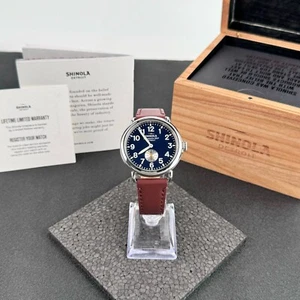 Shinola Classic Runwell 41MM Midnight Blue Dial With Cattail Strap Men's Watch - Picture 1 of 8