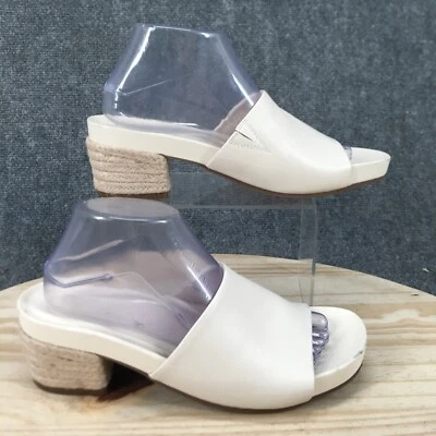 Sandalias Aerosoles Mujer 9.5 M Clarks Deslizables Cuero Blanco Sin Cordones Informales Bloque Foto 1 de 4