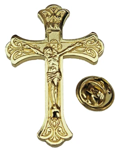 Crucifix Pin Badge Catholic Holy Cross Brooch INRI - Photo 1 sur 8