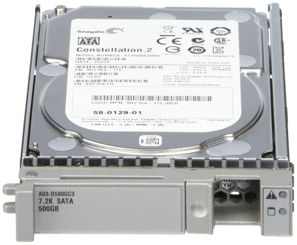 Cisco 500GB 7.2K 2.5" SATA 6GBPS SFF HDD 9RZ164-175 A03-D500GC3 - Image 1 of 1