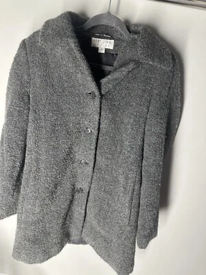 Abrigo de Lana LARRY LEVINE Gris Botón Chaqueta Sólido Largo Top Parka Pequeño Foto 1 de 3