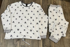 Disney Damen Größe Large weiche Langarm Mickey Mouse Nachtwäsche 2-teilig grau - Bild 1 von 8