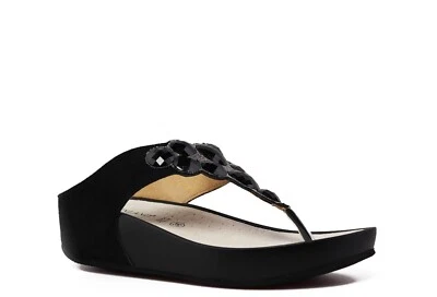 Ciabatte sandali infradito Grunland Dira CI3159-C9 nero pietre zeppa 5 cm SCONTO - Immagine 1 di 3