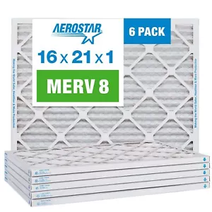 Aerostar 16x21x1 MERV 8 Air Filter, 6 Pack (15 7/8" x 20 7/8" x 3/4") - Picture 1 of 5