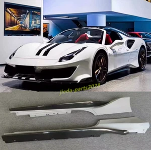 Fits For Ferrari 488 2016-2019 pista Style Half Carbon Fibe Sideskirts Lip Cover - Picture 1 of 12