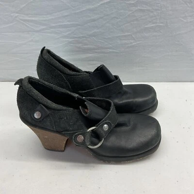 Mujer Vintage Londres Subterráneo Grueso Madera Zueco Botines Zapatos Talla 7 Foto 1 de 4