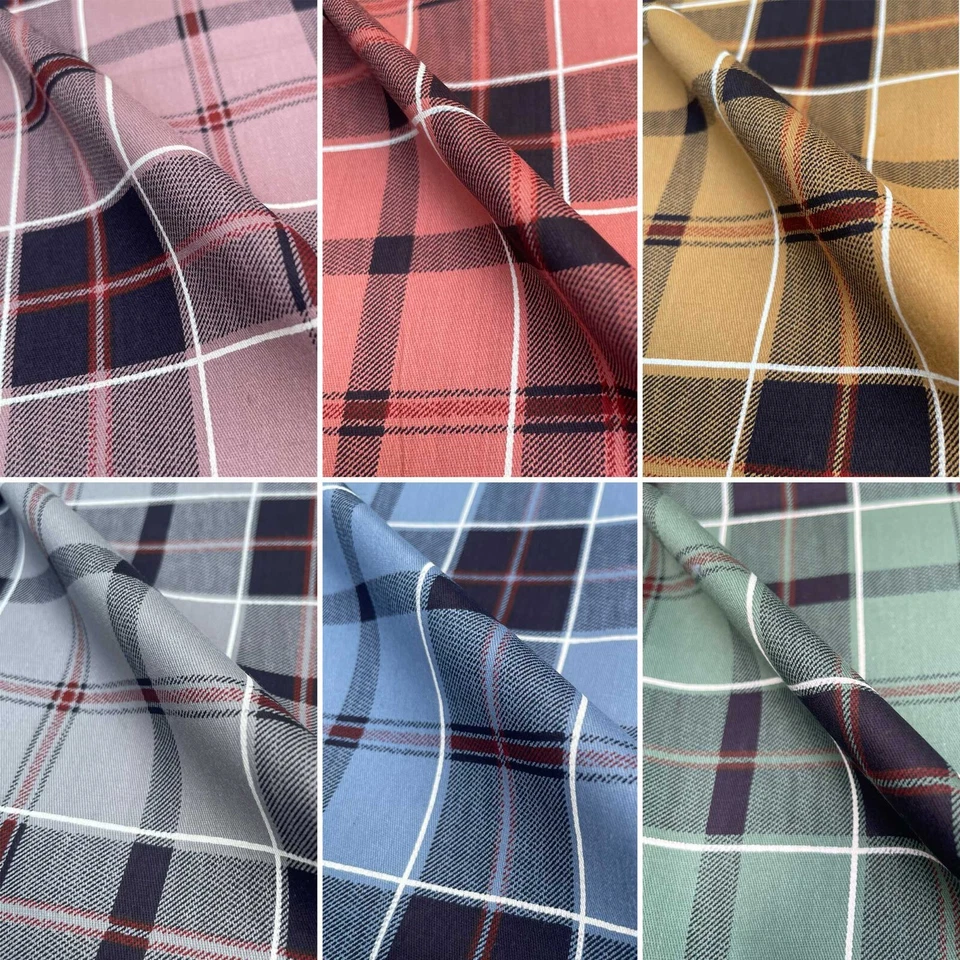 100% Cotton Twill Yarn Dyed Check Plaid Design Dresses Skirt Home Decor Fabric — 第 1/1 张图片