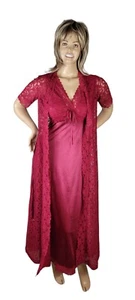 Vintage 60's Pinehurst Lingerie Lace Peignoir Pink Nylon Nightgown Robe Set Sz S - Picture 1 of 21