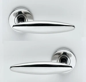 Polished Stainless Steel Ovale Lever Door Handle (pair)  RAV02P - Picture 1 of 3