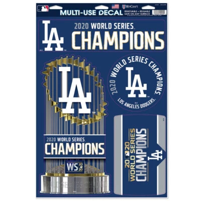 Los Angeles Dodgers 2020 World Series Champions Set of 4 Multi Use Decals 5"x5" - Image 1 of 2